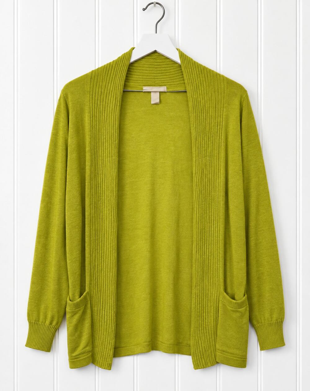 Banana Republic Linen Blend Cardigan Womens S Chartreuse Green Open Front Knit